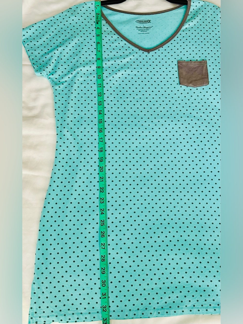 Cariloha Bamboo Polka Dot V-Neck Nightshirt with Pocket - Picture 7 of 7